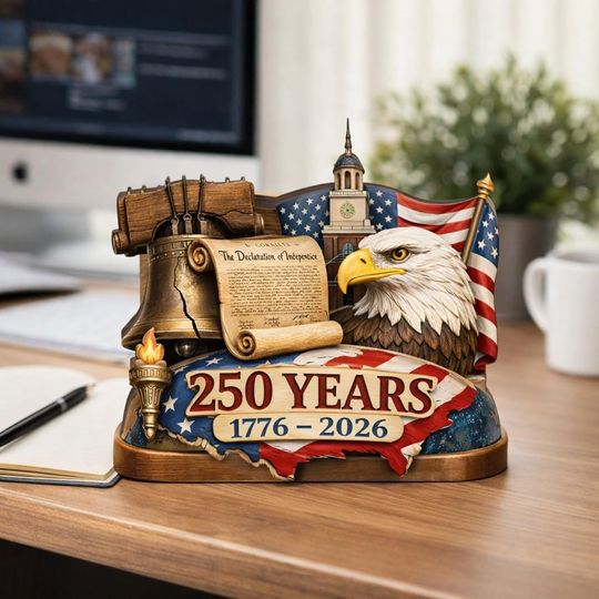 Discover 250 Years American Eagle Independence Day Plaque, Liberty Bell Decor Sign