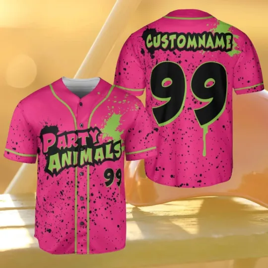 Discover Custom Pink Black Baseball Jersey, Funny Monkey Team Shirt, Personalized Name &