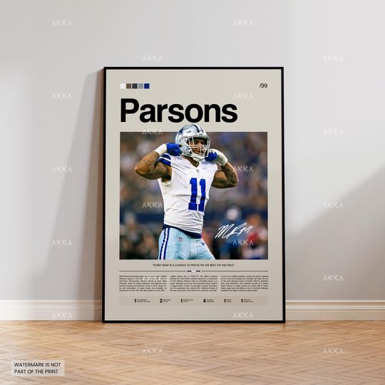 Micah Parsons Dallas Cowboys football Poster, Star Linebacker Wall Art