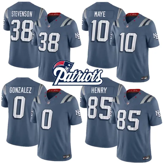 Discover NWT Men's Patriots Storm Blue 2025 Rivalries Collection Stitched Jersey
