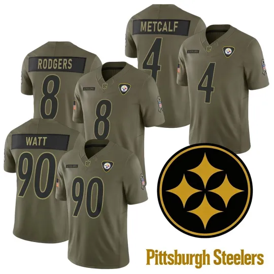 Discover Men's Steelerss Olive 2025 Salute to Service Limited Edition Sewn Jersey
