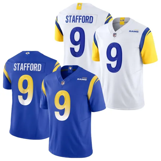Discover men's Ramss #9 Matthew Stafford Royal/White Limited Edition Printed Jersey, Sizes S-3XL