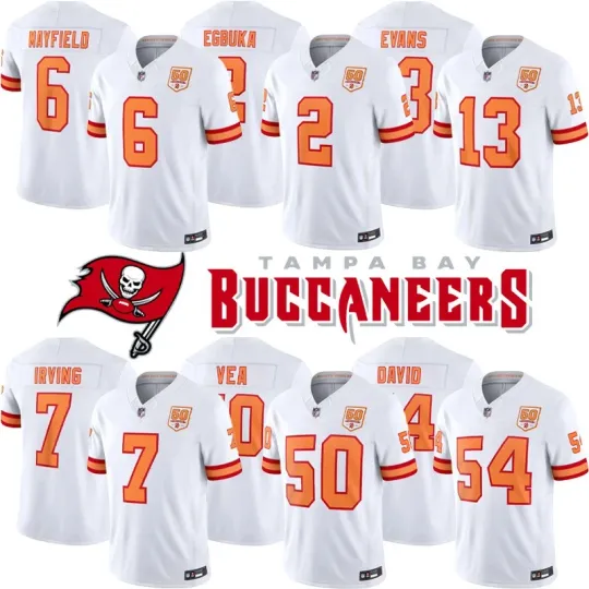 Discover Men's '76 Buccaneerss White 50th Season Game Jersey 1976-2025 All Printed S-3XL