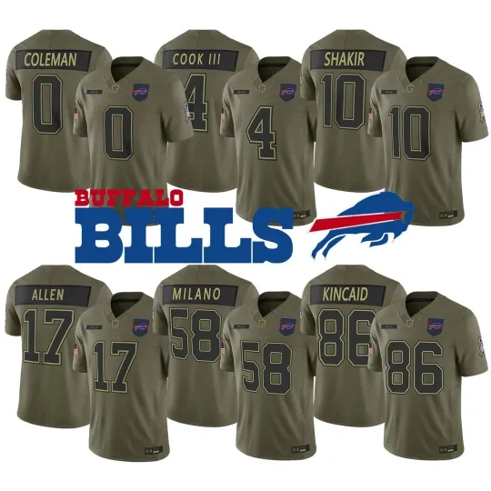 Discover Men's Bills White 2025 Olive 2025 Salute Service Limited Edition Jersey