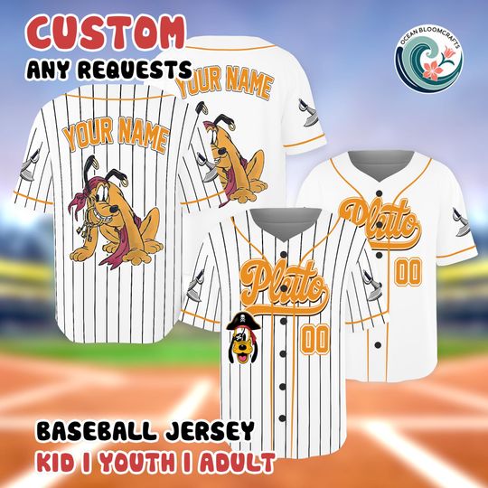 Discover Custom Pluto Pirate Jersey, Personalized Disney Pirate Shirt, Pluto Dog Baseball Jersey, Disney Vacation Apparel, Pirate Life Outfits