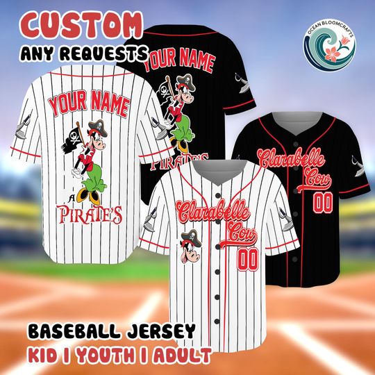 Discover Custom Clarabelle Cow Pirate Jersey, Personalized Disney Pirate Shirt, Clarabelle Baseball Jersey, Disney Vacation Gear, Pirate Life Shirt