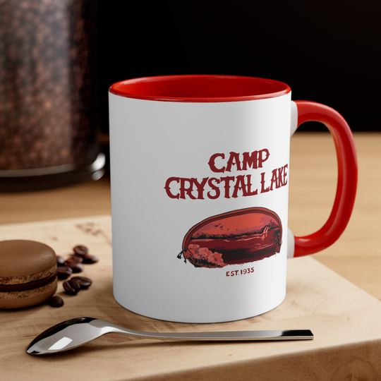 Discover Camp Crystal Lake Coffee Mug, 11oz Friday the 13th Vintage Horror Movie Jason Voorhees 80s Graphic Halloween
