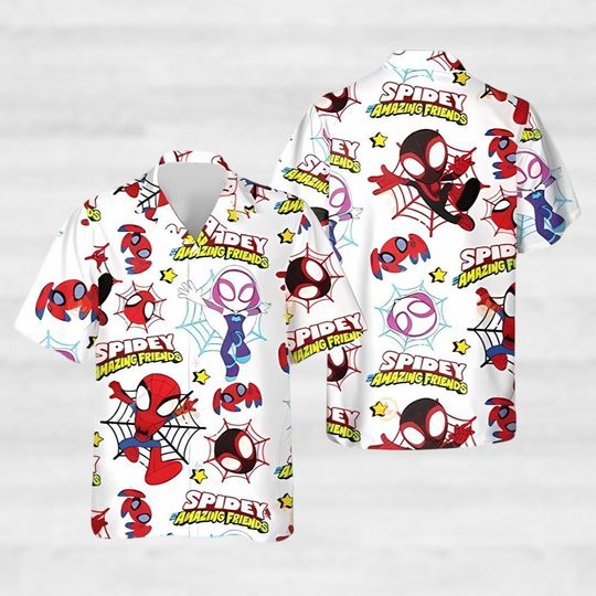 Spiderman Hawaiian Shirt with Spider Gwen Print for Men