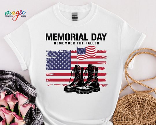 Discover Remember the Fallen Shirt, Memorial Day Tshirt, Veterans Shirt with USA Flag, Patriotic Tee, Veteran Appreciation Gift