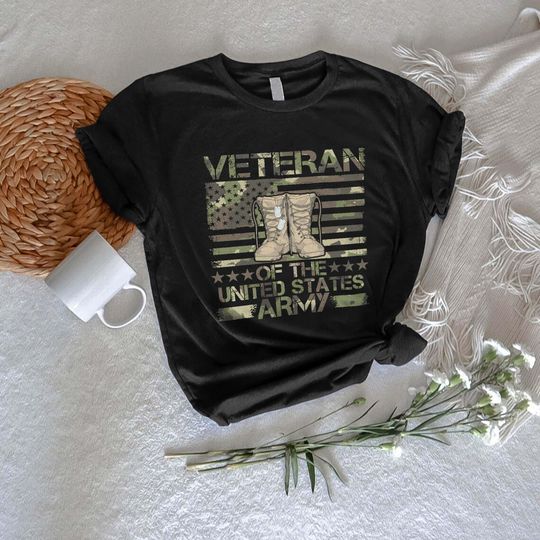 Discover Veteran of the United States Army Shirt,Patriotic Military Veteran Gift,Military Boot Graphic Tee, US Army Veteran T-Shirt, Memorial Day Tee