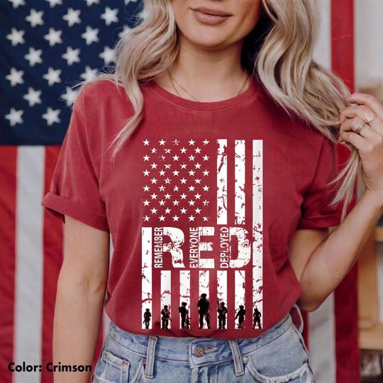 Discover Comfort Colors RED Friday Shirt, Remember Everyone Deployed Tee, Patriotic Soldier Support, Veteran Family Gift, Unisex Shirt