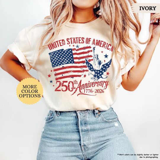 Discover Comfort Colors America 250th Anniversary Shirt, Patriotic Eagle Tee, Distressed 4th Of July Shirt, American Flag Shirt, Patriotic Gifts