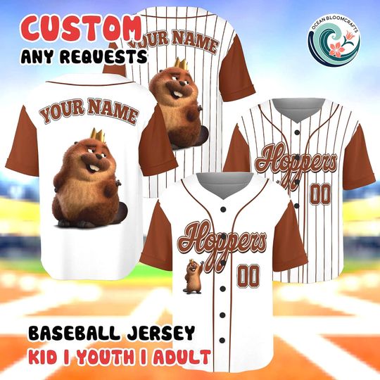 Discover Hoppers Disney Baseball Jersey, Custom Name Number Shirt, Pixar Hoppers Beaver King Apparel, Personalized Mabel Beaver Fan Tee