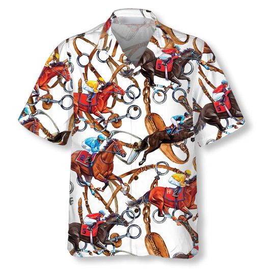 Discover Kentucky Derby Day Button Up Shirt, Horse Racing Hawaiian Shirt, Jockey Aloha Shirt, Horse Race Party Shirt, Racing Fan Summer Gift