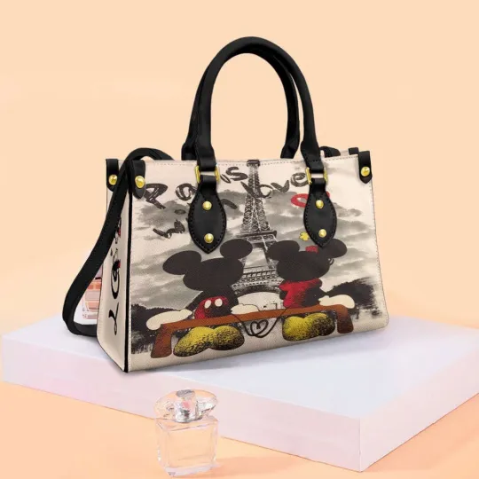 Discover Personalized Mickey Minnie Disney Cartoon Leather Bag for Couples
