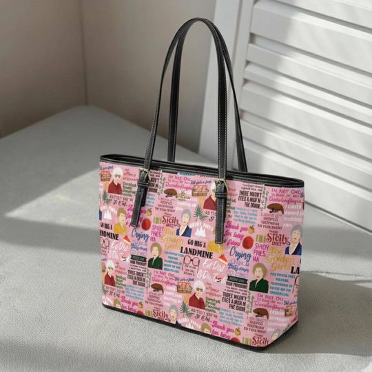 Discover Stay Golden Leather Tote Bag, 80s Sitcom Quote Tote, College & Travel Bag, Gift for Mom