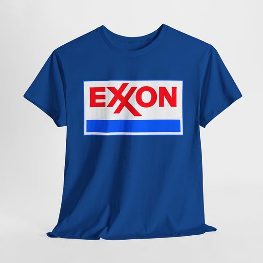 Discover Retro Exxon Logo - Unisex Heavy Cotton T-Shirt, Vintage Oil Brand Shirt, Casual Everyday Wear, Gift for Oil Lovers, Perfect for Road Trips
