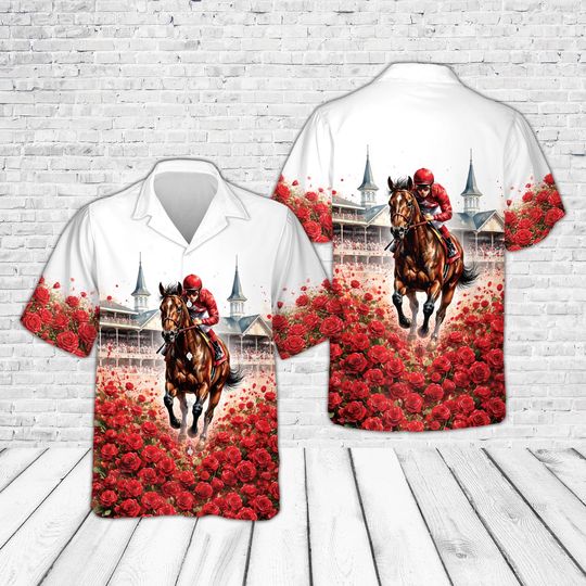 Discover Derby DayDerby Hawaiian Shirt, Horse Racing Fan Button Down, Kentucky Equestrian Celebration Shirt, Vintage Racetrack Summer