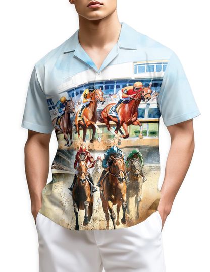 Discover Horse Racing Hawaiian Shirt, Derby Race Aloha Shirt, Equestrian Beach Shirt Unisex S-5XL