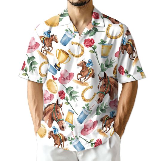 Discover Funny Horse Racing Hawaiian Shirt, Horse Racing Lover Aloha Shirt, Jockey Horse Button Down, Unisex Summer Beach Shirt S5XL