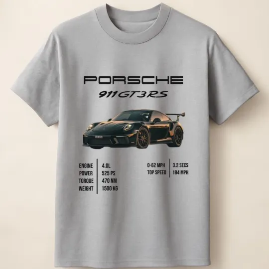 Discover Porsche 911 GT3 RS Stats Car Lovers Design Graphic Tee Unisex T Shirt