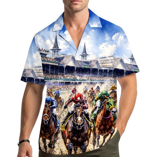 Discover Horse Racing Hawaiian Shirt For Men Women Youth, Horse Racing Shirt Short Sleeve Button Down, Funny Horse Gifts For Men