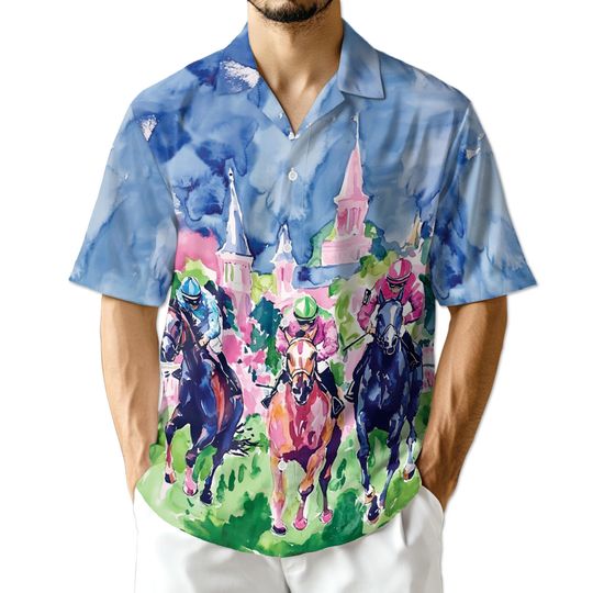 Discover Watercolor Racing Horse Hawaiian Shirt, Equestrian Aloha Shirt