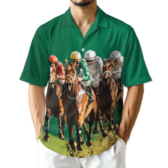 Discover Green Horse Racing Hawaiian Shirt | Derby Jockey Aloha Summer Top