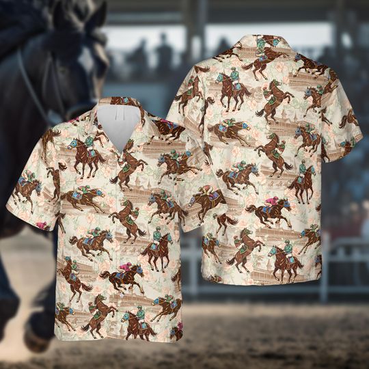 Discover Kentucky Derby Hawaiian Shirt, Churchill Downs Horse Racing Shirt, Jockey Race Track Button Up, Derby Day Party Outfit, Horse Lover Gift