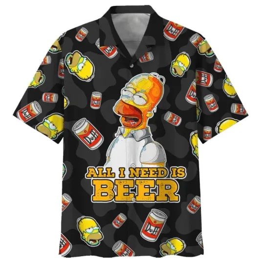 The Simpsons All I Need Is Beer Hawaiian Shirt