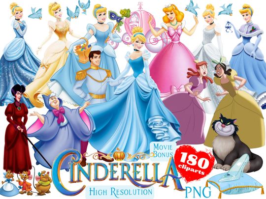 Discover Cinde PNG Cliparts Bundle, Cinde PNG Cartoon Sublimation Cliparts, Cinde Princess Themed Clipart Birthday PNG Bundle Cliparts