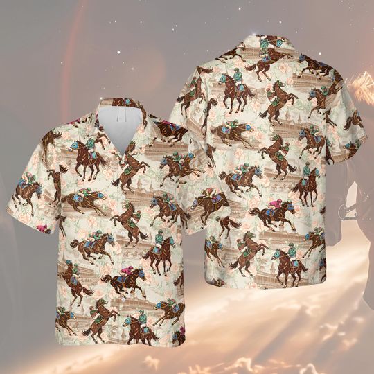 Discover Kentucky Derby Horse Racing Shirt, Churchill Downs Derby Day Hawaiian Shirt, Jockey Horse Race Track Button Up, Horse Lover Gift