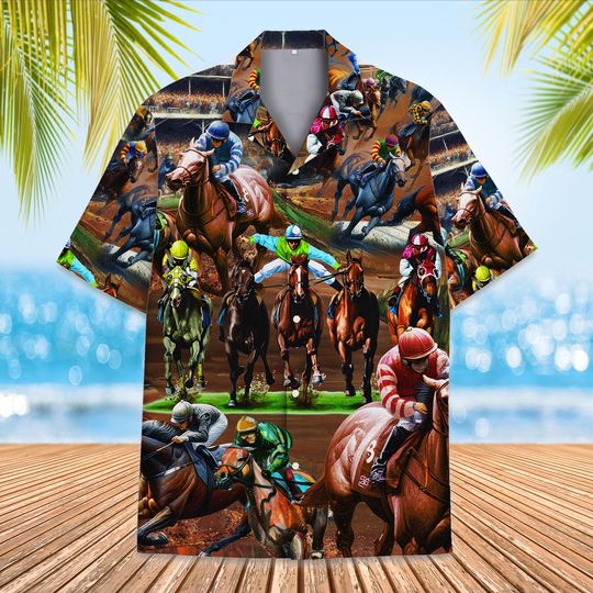 Discover Horse Racing Hawaiian Shirt For Men Women Youth, Horse Racing Shirt Short Sleeve Button Down, Funny Horse Gifts For Men