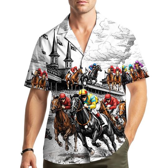 Discover Horse Racing Hawaiian Shirt For Men Women Youth, Horse Racing Shirt Short Sleeve Button Down, Funny Horse Gifts For Men