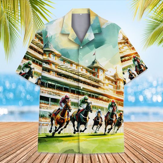 Discover Horse Racing Hawaiian Shirt For Men Women Youth, Horse Racing Shirt Short Sleeve Button Down, Funny Horse Gifts For Men