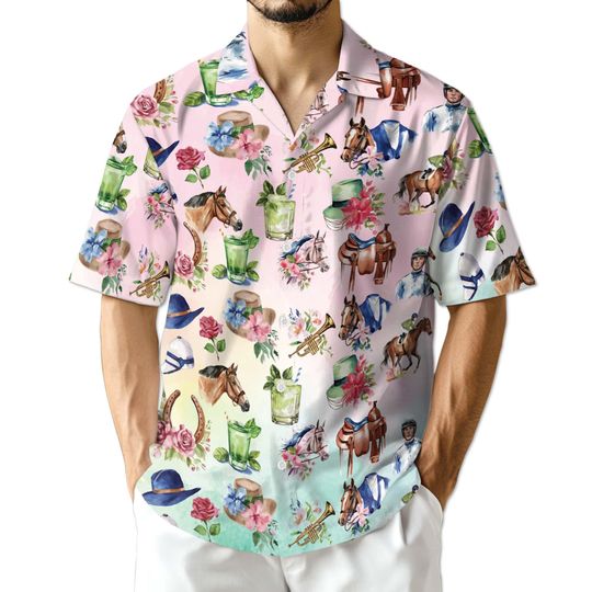 Discover Derby Horse Hawaiian Shirt | Kentucky Derby Jockey Aloha Style