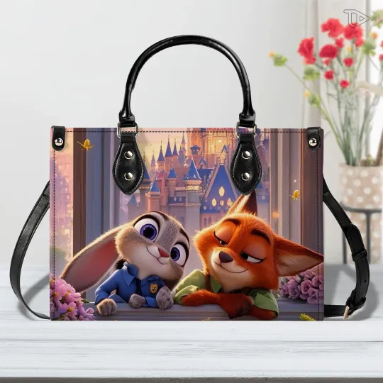 Discover Zootopia Leather Handbag for Women Leather Tote Bag