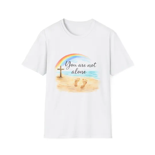 Discover You Are Not Alone beach cross T-Shirt | Christian faith rainbow Jesus Faith Gift