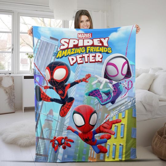 Discover Spidey&His Amazing Friends Custom Blanket,Kids Spidey Marvel Blanket,Spider Man Gift