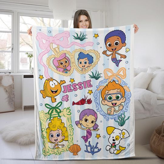 Discover Customized Bubble Guppies Blanket, Bubble Guppies Party Velvet Blanket, Bubble Guppies Cartoon Birthday Gift