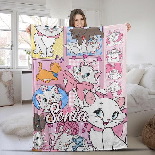 Discover Personalized The Aristocats Marie Disney Blanket,Cat Lovers Birthday Girl Gift Home Decor,Baby Girl Blanket
