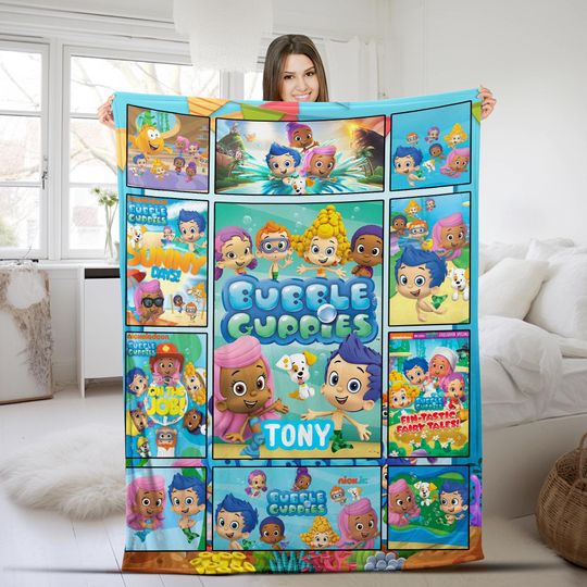 Discover Personalized Bubble Guppies Blanket, Bubble Guppies Party Blanket, Cartoon Characters Sofa Blanket