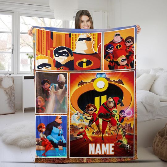Personalized The Incredibles Fleece Blanket, The Incredibles Family Blanket, Christmas Gift