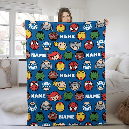Discover Personalized Super Hero Blanket, Group Hero Baby Name Blanket, Avengers Group Blanket, Avenger Face Blanket, Sofa Blanket, Christmas NFOP08