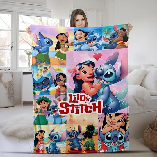 Discover Personalized Stitch Lilo Blanket | Stitch Angel Blanket | Lilo Stitch Birthday Gifts | Magic Kingdom Blanket | Angel Stitch Blanket C1HZ16