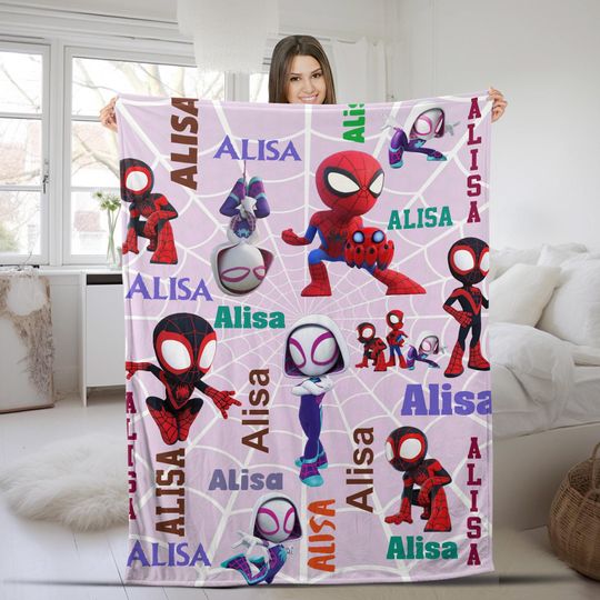 Discover Personalized Name Blanket, Spidey Gwen and His Amazing Friends Blanket, Personalized Name Spider Gwen Blanket, Ghost Spider Blanket D1ED29