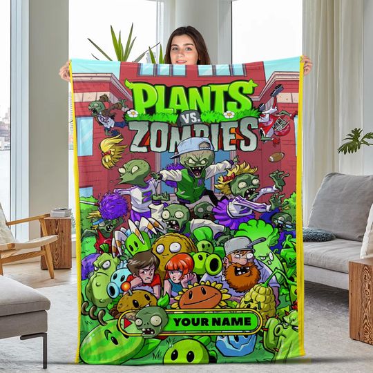 Discover Plants vs. Zombies Blanket Custom Name Blanket Christmas Blanket Halloween Customized Personalized Blankets CYJQ15