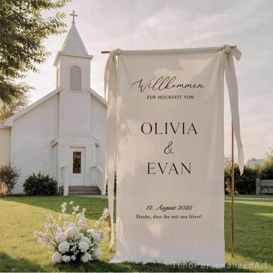 Custom Linen Wedding Sign, Fabric Wedding Sign, Custom Welcome Sign, Linen Wedding Banner, Wedding Decoration, Engagement Party Sign