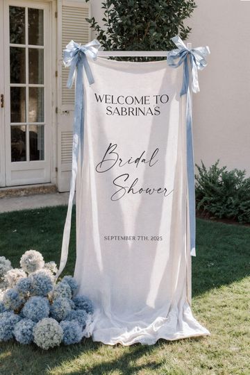 Personalized Linen Wedding Welcome Sign: Bridal Shower, Engagement Party