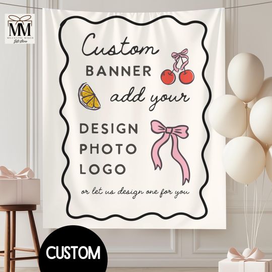 Discover Custom Design Banner, Party Decor Welcome Sign, Personalized Baby Shower, Birthday Party, Wedding, Bachelorette Fabric Wall Photo Backdrop